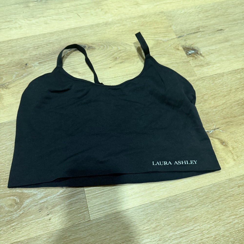 Laura Ashley Womens Seamless Bralette Black Adjustable Strap Crop Top Bra L